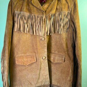 Boutique Vintage Ladie's Fringed Leather Jacket BoHo Western Cowgirl Cosplay  B